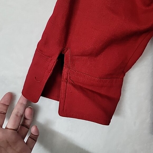 Emma James Women's Size 14 Linen Rayon Blend 3/4 Sleeve Blouse Shacket W Pockets - Picture 6 of 13